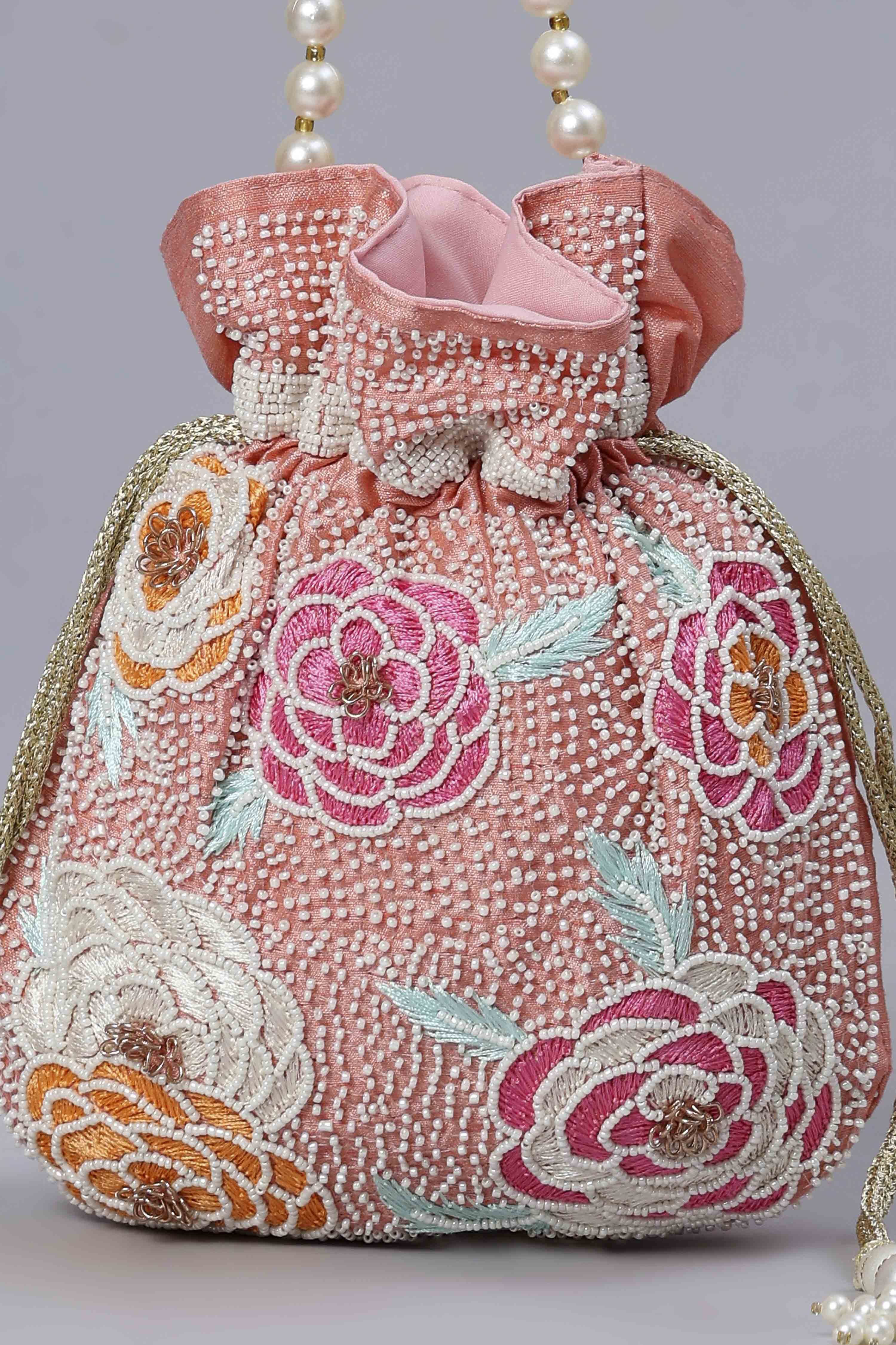 Pink Fabric Potli Bag image number 6