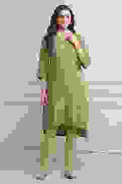 Pista Green Viscose Straight Solid Kurta image number 5