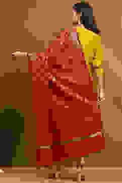 Red Floral Yarn-Dyed Festive Dupatta image number 3