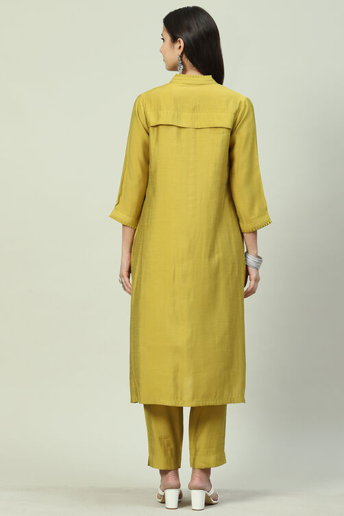 Mustard Poly Viscose Straight 2 Piece Set image number 4