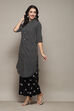 Grey Cambric Narrow Kurta Pant Suit Set image number 3