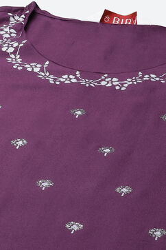 Purple A-Line Viscose Kurta image number 1