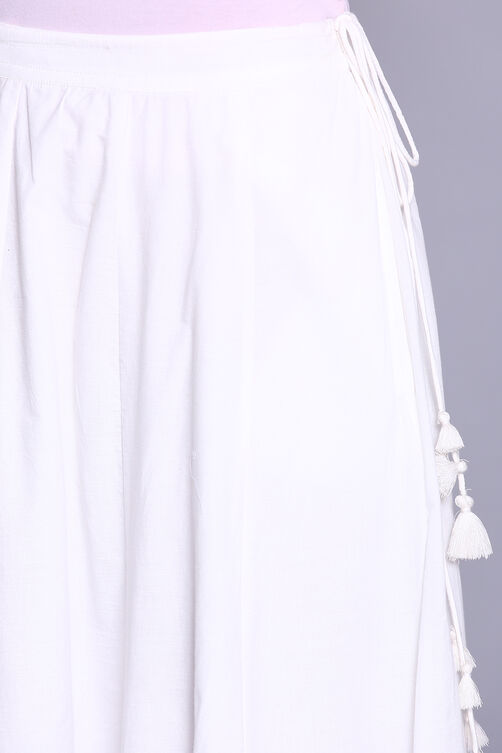 White Cotton Embroidered Skirt image number 1