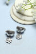Light Pink Silver-Plated Stone Studded Floral Jhumkas image number 2