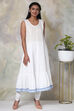 White Cotton Double Layered Printed Kurta image number 6