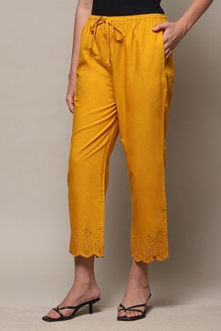 Mustard Cotton Flax Pants image number 2