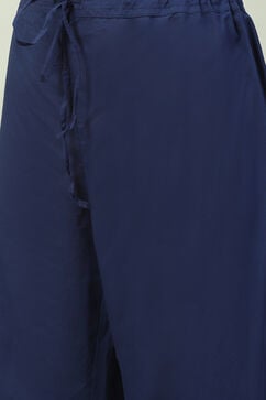Navy Blue Art Silk Straight Kurta Palazzo Suit Set image number 2