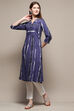 Indigo Rayon Straight Printed Kurta