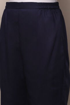 Blue Cotton Unstitched Suit Set image number 3