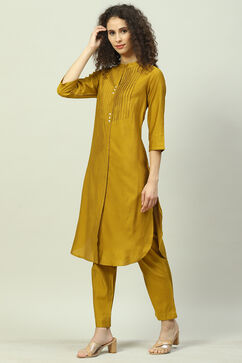 Mustard Poly Viscose Straight 2 Piece Set image number 4