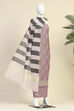 Hot Pink Cotton Printed Embroidered Unstitched Suit Set image number 4