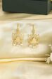 Navy Blue Gold Plated Brass Floral Drop Earrings image number 5