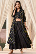 Black Cotton Three Piece Fusion Wear Set image number 6