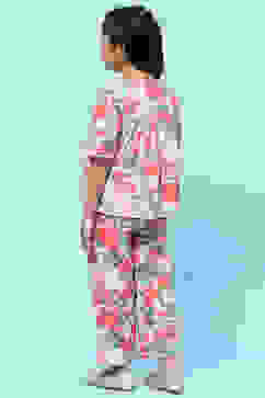 Off-White Pure Cotton Floral Print Top and Pant Set image number 4