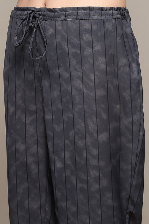 Charcoal Polyester Straight Kurta Narrow Palazzo Suit Set image number 2
