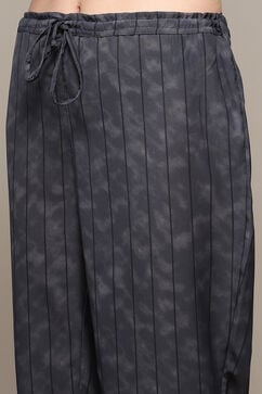 Charcoal Polyester Straight Kurta Narrow Palazzo Suit Set image number 2