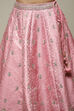 Red Silk Blend Straight Lehenga Set image number 2