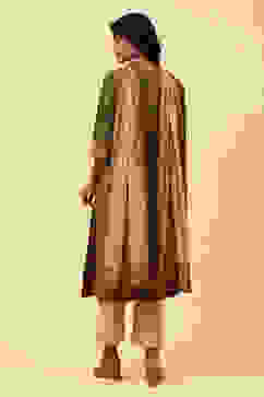 Khaki Cotton Straight Kurta Narrow Palazzo Suit Set image number 7