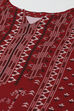 Maroon Cotton Blend Digital Print Unstitched Suit Set image number 2