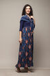 Navy LIVA Flared Solid Dress image number 5