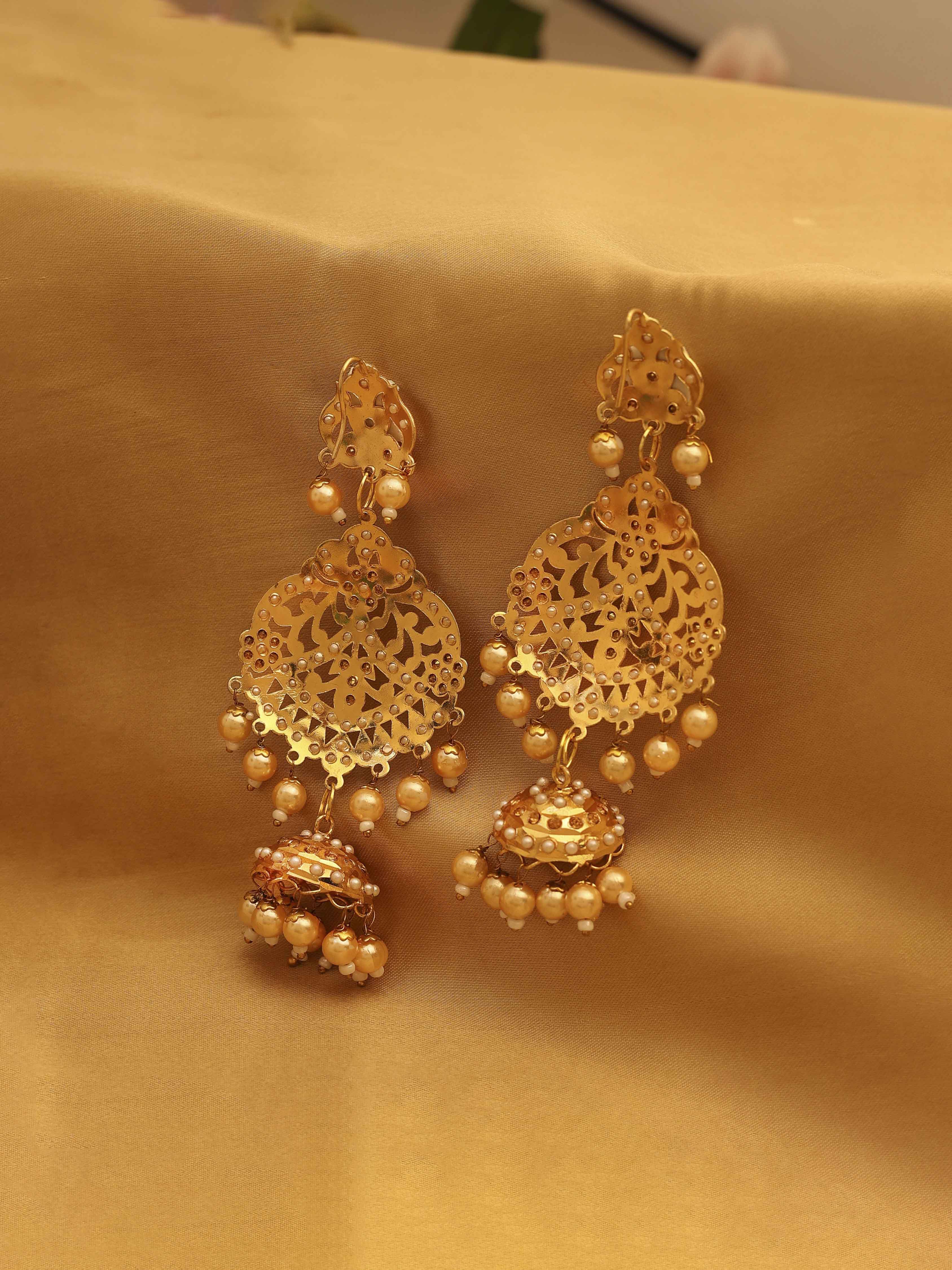 White Gold Plated Brass Jhumkas image number 2