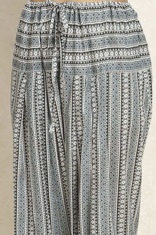 White and Slate Grey Cotton Schiffli Unstitched Suit Set image number 3
