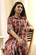 Orange Printed Shirt-Style Straight Kurta image number 0