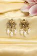 White Gold Plated Brass Studded Drop Earrings image number 2