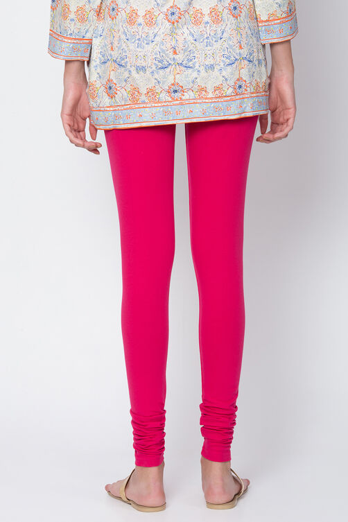 Fuschia Cotton Blend Solid Churidar image number 3