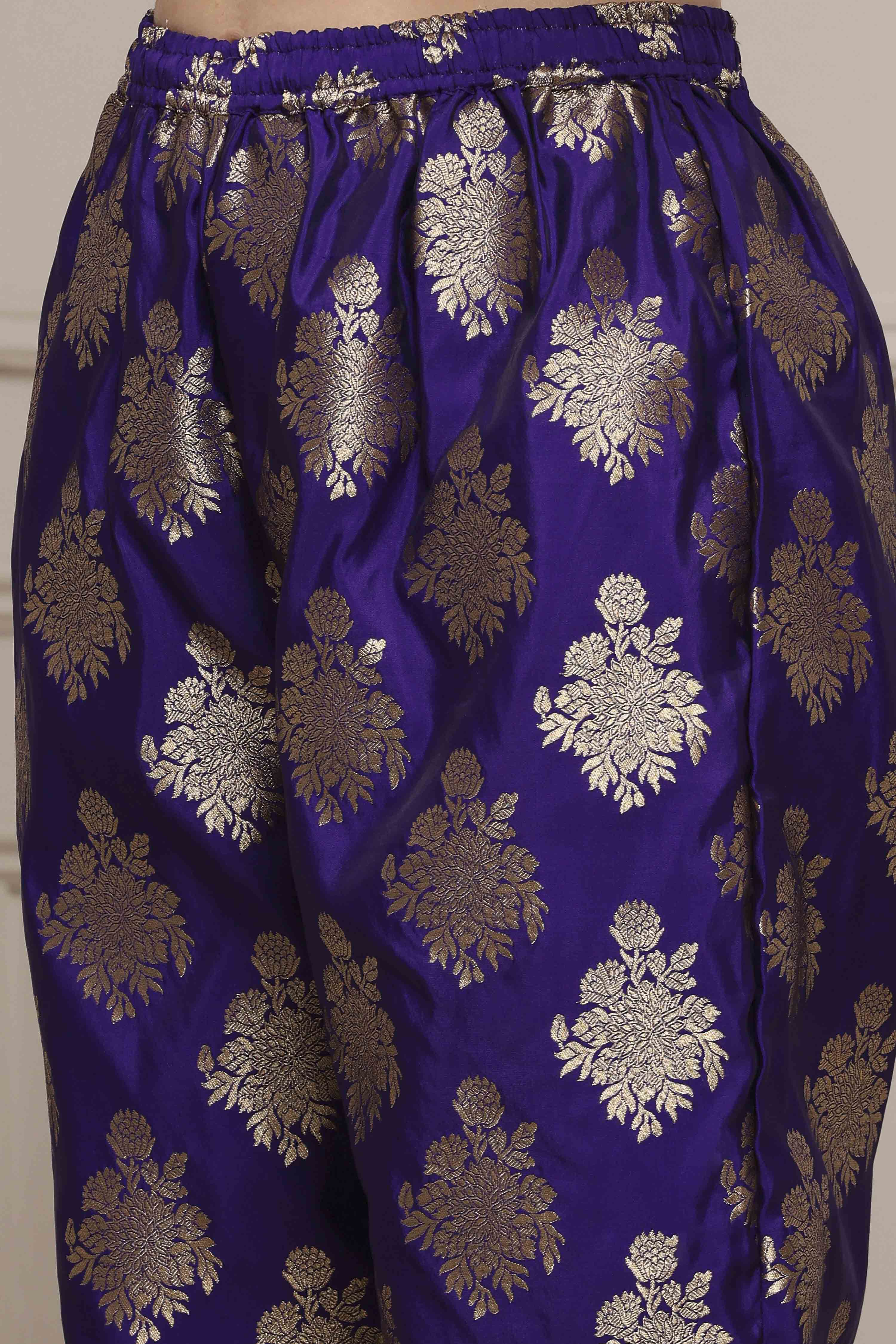 Purple Art Silk Printed Straight Co-ord Set image number 2
