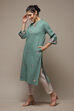 Fern Green Acrylic Straight Yarndyed Kurta image number 3