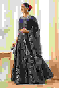 Blue Embroidered Festive Lehenga Set image number 3