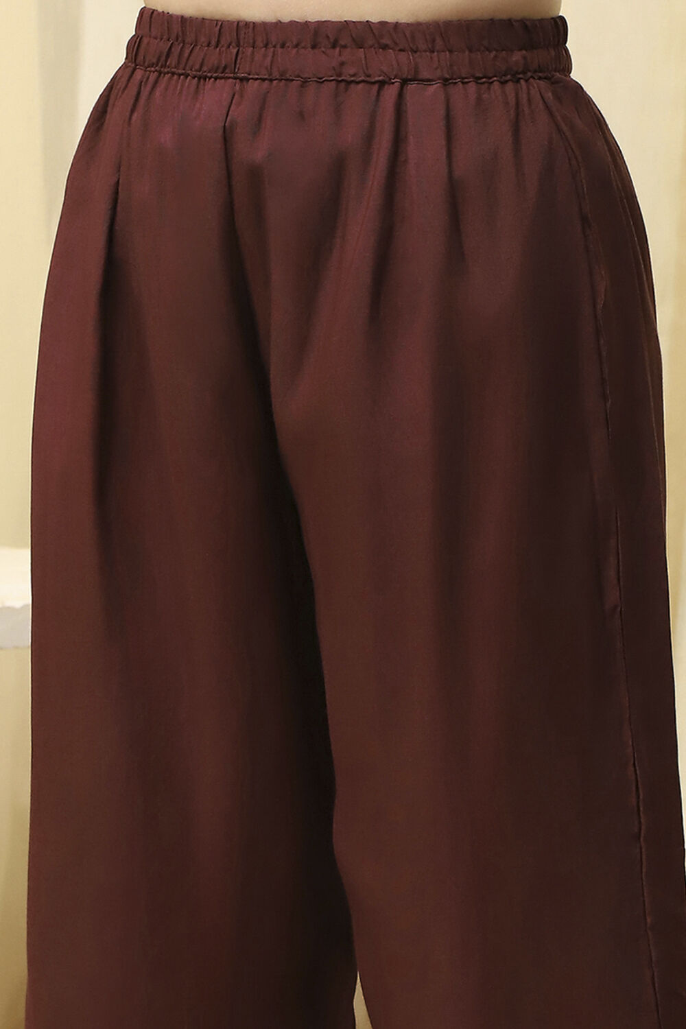 Maroon Chanderi Printed Embroidered Unstitched Suit Set image number 3