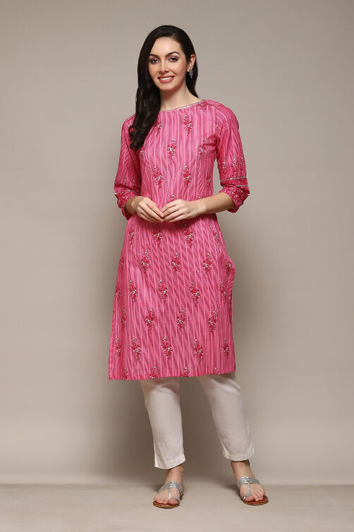 Yellow Cotton Straight Printed Kurta image number 0