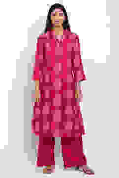 Pink Art Silk Kurta Pants Set image number 0