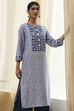 Indigo Printed Straight Kurta image number 6