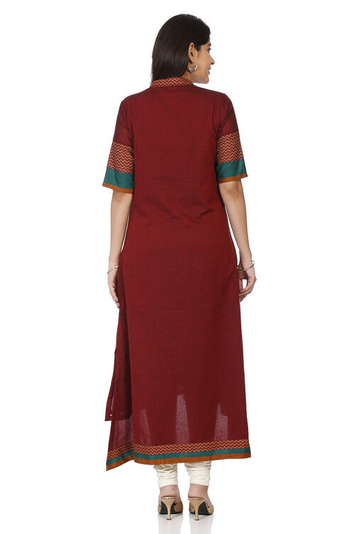 Green Cotton A-Line Printed Kurta image number 4