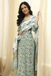 Green Cotton Screen Print Unstitched Suit Set image number 8