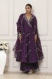 Purple Chanderi Silk Gota Embroidered Anarkali Suit Set image number 6