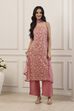 Peach Poly Georgette Straight Suit Set image number 6