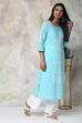 Sea Green Chikankari Embroidered Kurta image number 3