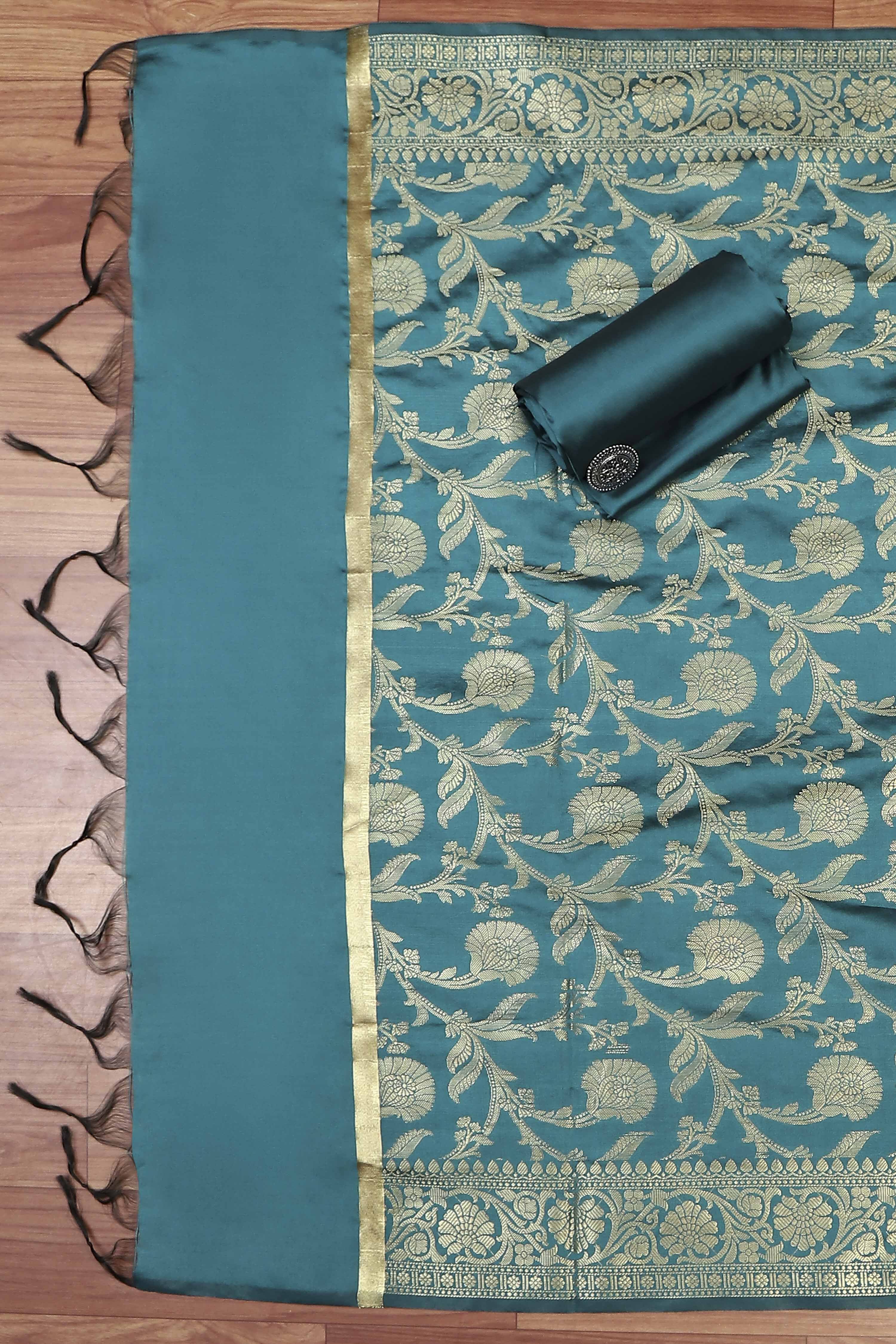 Rama Green Silk Unstitched Suit Set image number 3