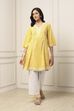 Yellow Cotton Kalidar Kurta Palazzo Set image number 6