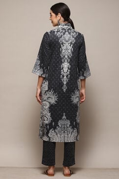 Charcoal Cotton Blend Printed Straight 2 Piece Set image number 4