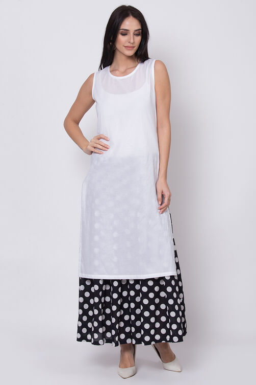 Black And White Cotton Front Open Printed Kurta image number 4