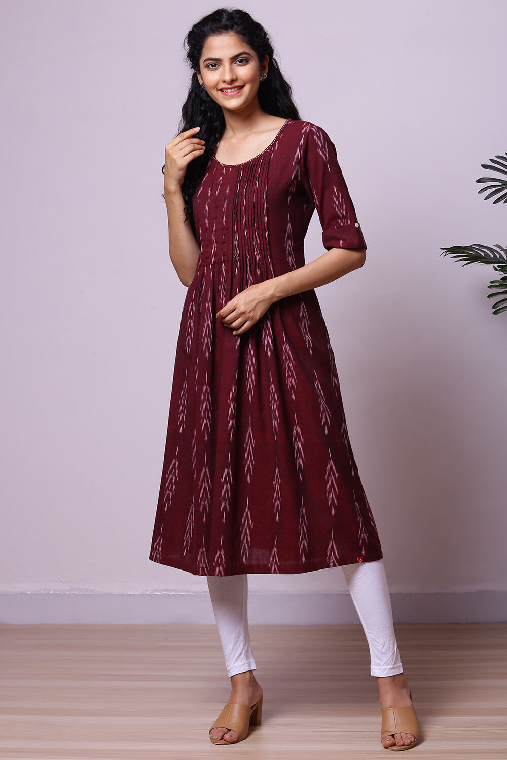 Deep round neck kurti best sale