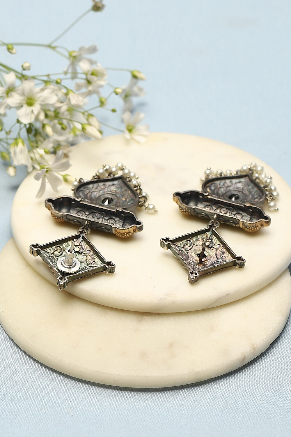 Black Stone Statement Earrings image number 2