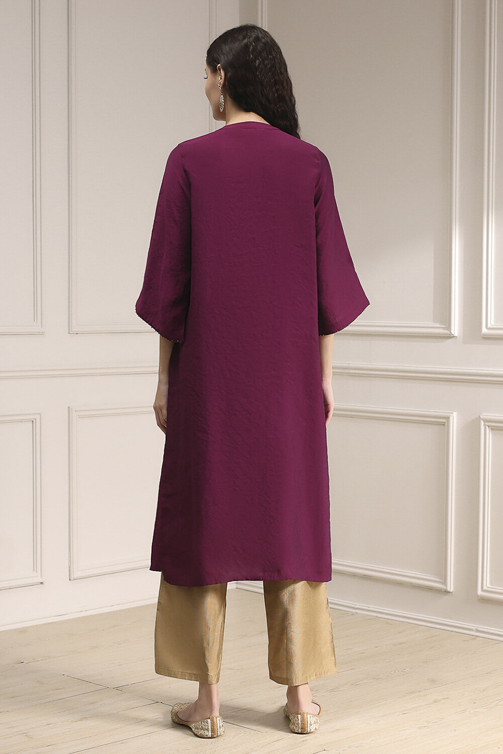 Berry Dyed Straight Kurta image number 3