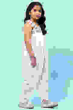 White Crochet Detail Strappy Dhoti Style Jumpsuit image number 4