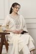 White Silk Chanderi Straight Suit Set